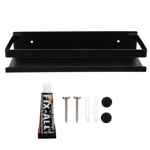 ELAYARD ステンレス製防水壁掛け収納ラック ブラック キッチン浴室対応 軽量 環境配慮設計 ドリル不要で簡単設置可能 メタルウォールシェル