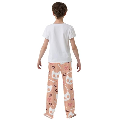 Boys' Pants Halloween Skull Bones Pink Cartoon Long Bottoms Jogger Pants Elastic Waist Trousers with Pockets S-XL3