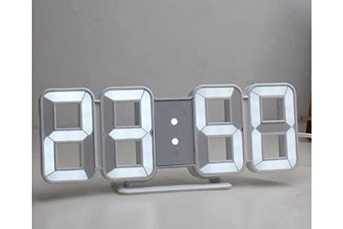 SAYKHUS Acrylic Digital LED Display Number Clock Works on Electricity Table Wall Hanging Alarm Clock White