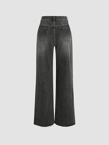 Image of CIDER Women's Ripped Jeans High Waisted Distressed Baggy Pants | Straight Wide Leg, Denim Pants
