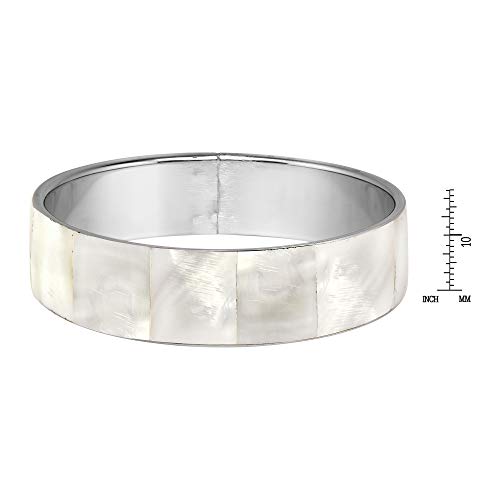 Stunning Iridescence White Mother of Pearl Shell Bangle Bracelet - Image 5