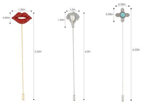 Image of Alilang 3Pcs Vintage Style Hat Lapel Brooch Pins with Flexible Bendable Design for Secure Fit on Hats, Scarves, and Suits