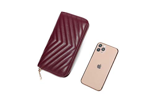 Daisy Rose Women’s Zip-Around Wallet & Phone Clutch with RFID Blocking, PU Vegan Leather (Burgundy)2