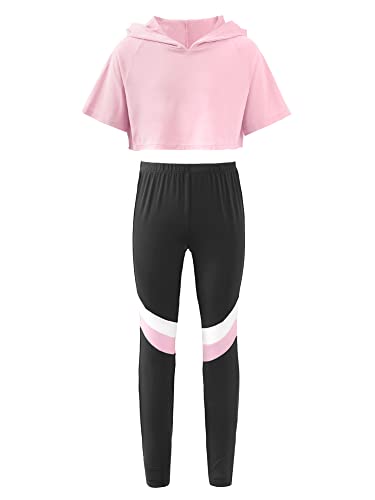 iEFiEL Kids Girls Athletic Activewear Set Gymnastics Leggings and Crop Tops Dance Costumes Gym Yoga Workout Outfits - Image 4