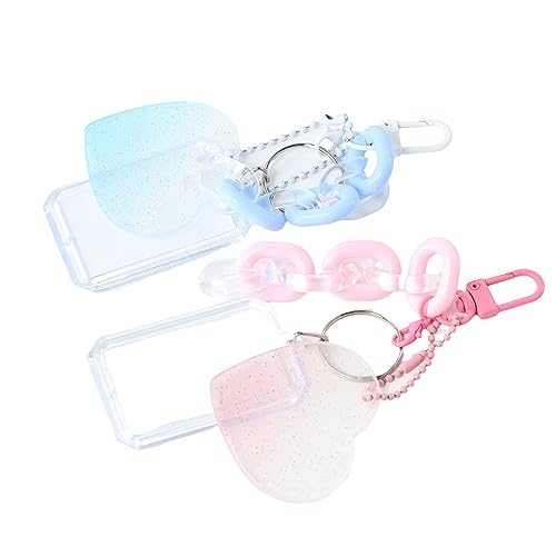 Vctitil 2PCS Photocard Holder Keyring Cute ID Holder,Transparent Keychain Picture Frame Cute Card Protector for Women Girl Backpack Decoration