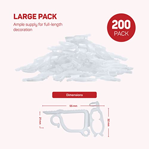 All-Purpose Holiday Light Clips [Set Of 200] Christmas Light Clips, Outdoor Light Clips - Mount To Shingles & Gutters - Works With Mini, C6, C7, C9, Rope, Icicle Lights - No Tools Required - Usa Made #TOP5