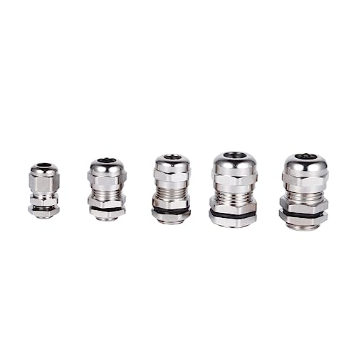 KICHOUSE 5pcs Lock Nut Cable Gland Gland Joint Connector Silver Metal Glands for Wire Cable Adapter Fittings Nickel-Plated Copper