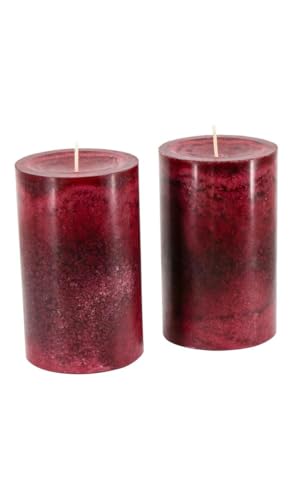 Bougies de Noël SafeCandle rouge vieilli en lot de deux pour composer un coffret festif