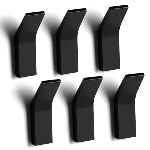 flintronic 6 Stück Kleiderhaken Schwarz Garderobenhaken Matt Ohne Bohren aus Space Aluminium Handtuchhalter Ohne Bohren Handtuchhaken Kann Sparen Platz Wandhaken für Schlafzimmer Badezimmer Küche