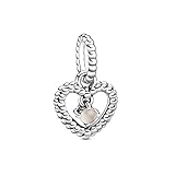 PANDORA June Heart Birthday Misty Rose Crystal 925 Sterling Silver Dangle Charm - 798854C06