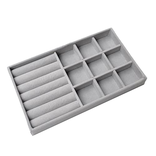 Clear Jewelry Box Acrylic Velvet Jewelry Organizer, Jewelry Tray Drawer Organizer, Necklace Storage Jewellery Display Trays Box for Dresser, Jewelry Drawer Dividers Container