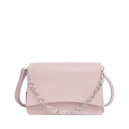 Fastrack Party Sling Bag for Women |Stylish and Structured Handbag for Girls, Ladies, Women | Textured Bag Made of faux Leather (pink)