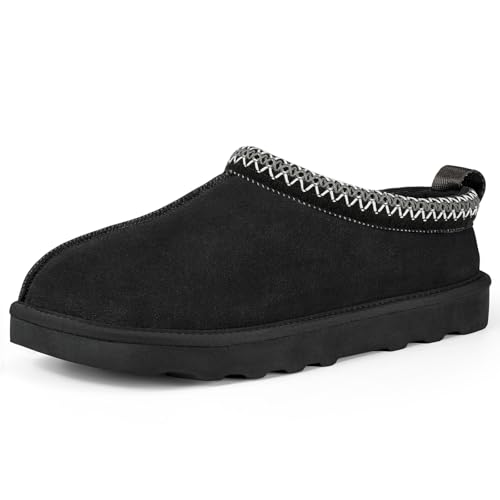 ATHMLIE Mens Slippers Tasman House Slippers for Men Short Ankle Mini Suede Boots for Outdoor Indoor Non Slip Thin Sole Warm Fur Lined