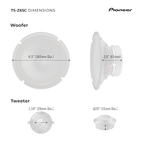 Image of PIONEER Z-Series TS-Z65C 6.5 inch 2-Way Speakers (Pair) - 300W Max, Crisp Highs + Clear Vocals, Audiophile Upgrade, Add an Amplifier for Optimal Performance