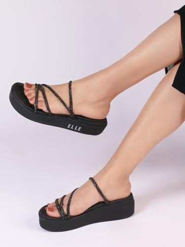 Image of ELLE Women's Comfortable Multi-Strap Platform Heel Sandals