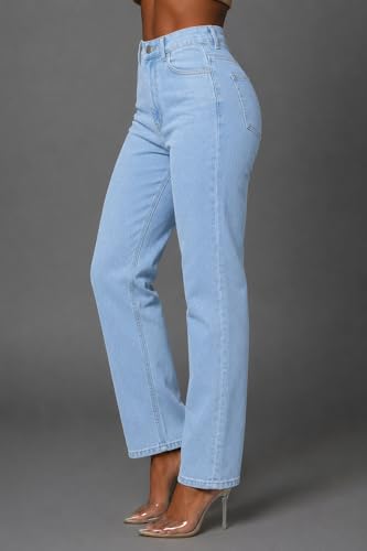Image of Women's High Waist Mom Fit Jeans | Stretch Denim | Tapered Ankle Length Casual Jeans