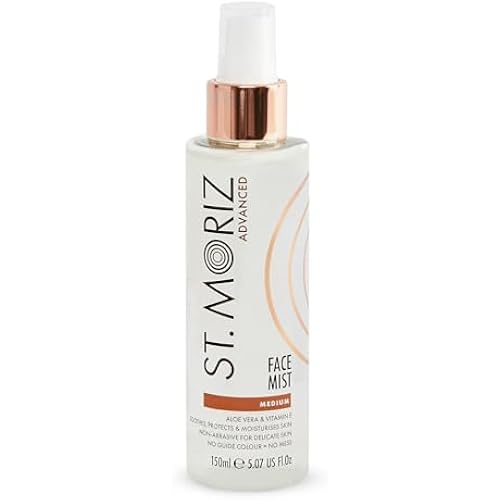 St. Moriz Advanced Self Tanner Face Mist, Sunless Tanning Spray (Medium, 5.07 Fl Oz) - Quick Tan Clear Bronzing Spray with Aloe Vera & Vitamin E – Gradual Self Tan for Face - Fake Tan Spray