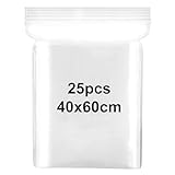 Druckverschlussbeutel zip beutel 40x60cm Verschließbare Plastiktüten Zip Beutel Groß Wiederverschließbare Plastikbeutel, Verdickung Haltbar, Anwendbar Bastelbedarf, Kleideraufbewahrung 25 Stück