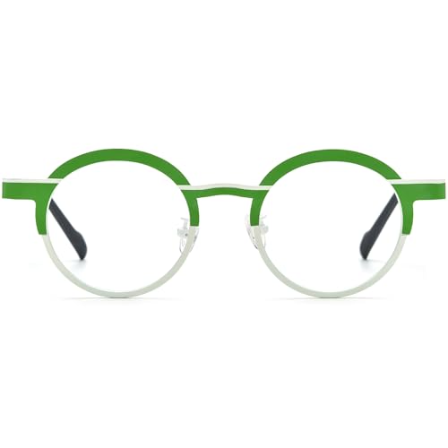 Image of FONEX Colorful Pure Titanium Glasses Frame Women Retro Round Eyeglasses