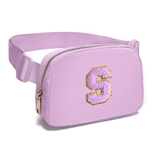 Image of Gitus Gifts for 8 9 10 11 12 Year Old Girls Belt Bag Fanny Pack Crossbody Bags with Initial Letter Patch Cute Stuff Birthday Gifts for Teen Girls Women Personalized Trend Stuff (Lavender-S)