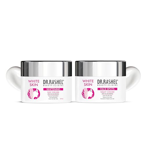 Image of DR.RASHEL White Skin Complete Day & Night Skincare Combo | Dark Spot Removal, Brightening & Rejuvenation | All Skin Types | For Men & Women | 50g x 2