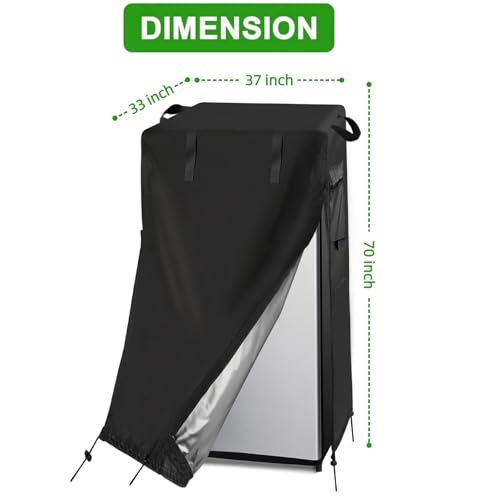 Image of 37W Large Refrigerator Cover for 20 Cu Ft Above Outdoor Upright Fridge | 37x33x70,Waterproof Dustproof Heavy Duty Oxford Fabric,for Most 20 Cubic Feet Above French Door Fridge / Full Size Freezer