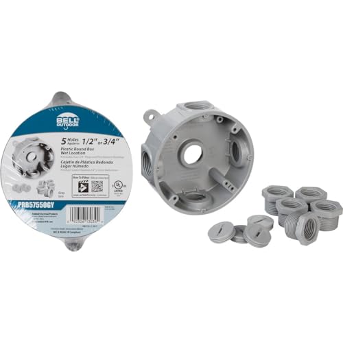 Bell Taymac Outlet Box Round Plastic Shrinkwrap, Gray