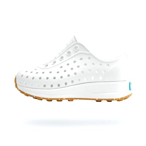 Native Shoes Unisex-Child Robbie Slip-On Sneaker, Shell White/Shell White/Mash Speckle Rubber, 7 Toddler