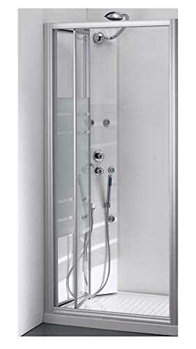 Duschfaltwand Aus Echtglas 3 Mm | Höhe 185 Cm, Diverse Breiten | Alu-Profile Silber Satiniert | Rechts/links Montierbar