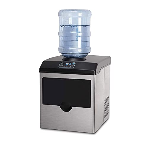 ywewsq Elektrische Eiswürfelmaschine, 2-in-1-Eismaschine mit Wasserspender, tragbare Eismaschine aus Edelstahl für die…