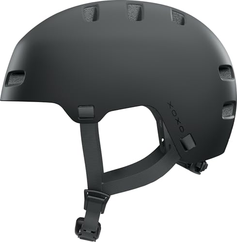 ABUS XOXO casco de bicicleta, casco de ciudad en look skater, casco para monopatín, bicicleta, scooter, con mentonera optimizada, para adolescentes y adultos, talla M, negro