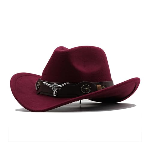 Sombrero vaquero vintage de ala ancha de fieltro sombrero de vaquero sombrero clásico sombreros occidentales para hombre y mujer con diadema de toro gorras, gorras y sombreros country para vaqueros