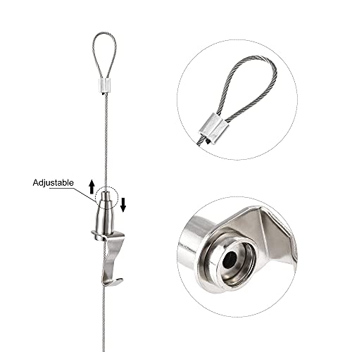 Image of uxcell Picture Hanging Wire Kit, 4pcs 1.5M Adjustable Rail Hanging System for Home Picture Art Gallery Picture Display Kit, Load 66 Lbs