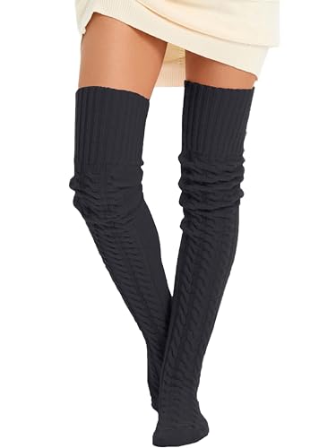 Image of Women's Thigh High Knitted Winter Boot Socks Vintage Extra Long Leg Warmer Over Knee High Stockings