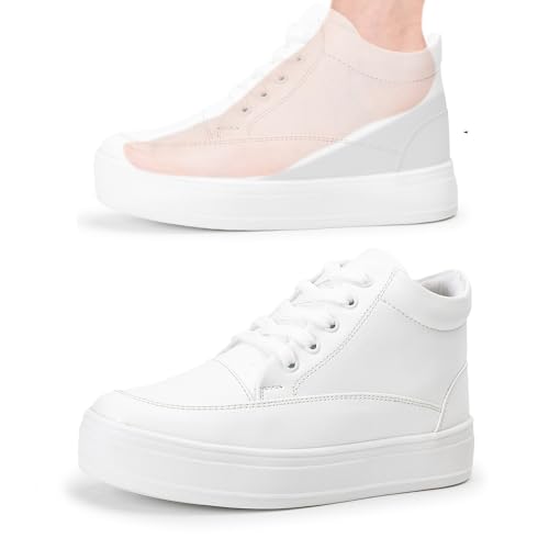 Image of Vendoz Women Hidden Heels White Shoes - 3 Inch Height Increase