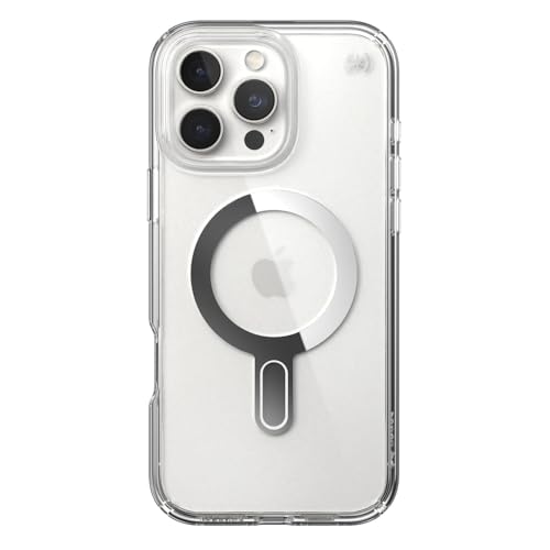Image of Speck Clear iPhone 16 Pro Max Case MagSafe + ClickLock - Slim Phone Case iPhone 16 Pro Max - iPhone 16 Pro Max Phone Case - Presidio - Clear /Chrome