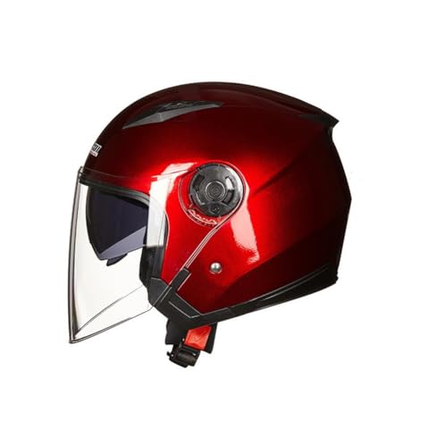 Rouge Casque Ouvert pour Scooter pour Motos électriques et vélos Casques Jet avec Double visière Protection UV Sécurité pour Les trajets Quotidiens ABS résistant aux Chocs. XXL/63-64cm