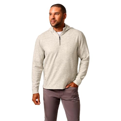 johnnie-O Men's Maxton 1/4 Zip Hoodie, Light Gray