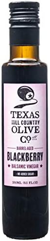 Terra Verde Blackberry Balsamic Vinegar - Gourmet Barrel Aged Infused Balsamic Vinegar - Great for Dressing Dipping Glazing - No Artificial Flavors or Added Sugar - Made in Texas (8.5 oz)