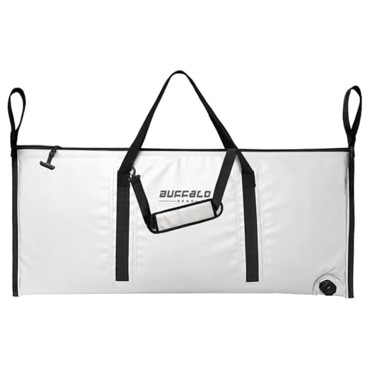 Buffalo Gear Insulated Fish Kill Bag 40x18 In,Leakproof Fish Cooler Bag,Large Portable Waterproof Fish Bag,Keep Ice-cold More Than 24 Hours(White)