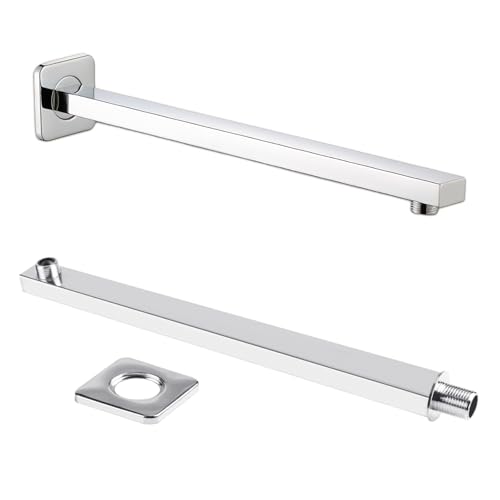 40 cm Braccio Doccia da Supporto per Soffione in Acciaio inox Prolunga per Soffione Bagno Doccia a Pioggia Fissa Adatto per Soffione,Supporto per Soffione Doccia a Pioggia (Argento)