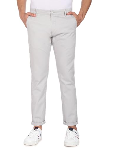 Image of U.S. Polo ASSN. Men's Regular Solid Textured Austin Trim Fit Mid Rise Casual Trousers