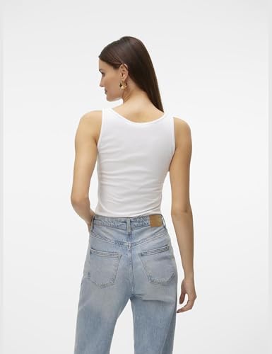 VERO MODA Vmlulu SL Camiseta sin Mangas Noos Tirantes Anchos, Blanco Brillante, L Mujeres