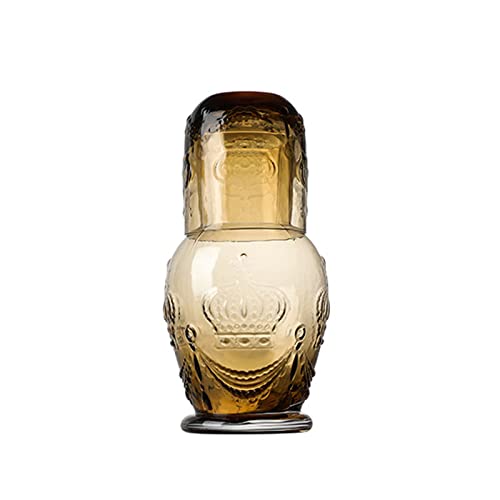 Ddewing Vintage Bedside Water Carafe and Glass Set, Glass Bedside Water Carafe with Tumbler glass water dispenser, Bedside Water Bottle Water Carafe with Glass Cup for Nightstand