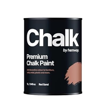 Hemway Red Sand Chalk Paint 1L Matt Shabby Chic Interior Furniture, Walls, Wood, Wardrobes, Doors, Tables, Chairs, Quick Dry Smooth Chalky Finish (4 Oranges & 118 Colours Available)