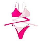 Generisch Set Tankini da donna push-up con top imbottito costume da bagno alla moda per una perfetta figura da spiaggia, Colore: rosa., L