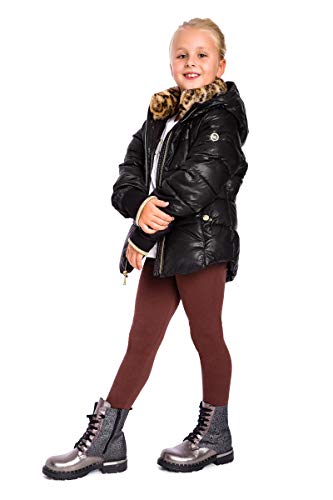 SOFTSAIL Leggings térmicos para niña, de algodón, con forro, para invierno, marrón, 12 años