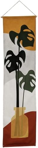 Madrona Brands Boho Leaves Tapestry - Narrow Vertical Hanging Wall Art Decor for Bedroom, Bathroom, Living Room - 52"x13"