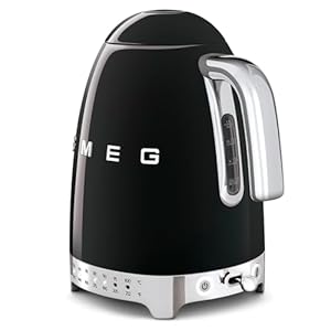 Smeg 50s retro 7 cup stainless steel variable temperature electric kettle with 7 temperature settings led display swivel base and keep warm function black klf04blus  urban country home decor