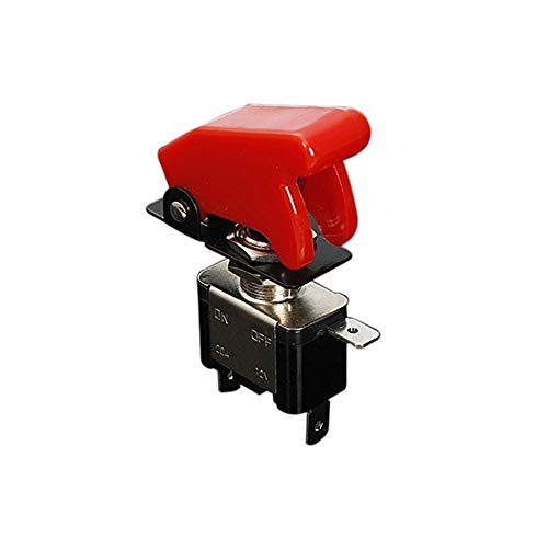 lujiaoshout 20A 12V LED Rocker interrupteur à bascule 2 broches Interrupteur marche/arrêt Bat métal étanche Boot Cover Cap-Rouge Cover